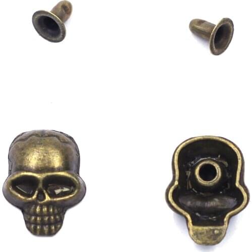 20 Sets Bronze Tone Punk Spike Studs Spots Garment Rivets Skeleton Skull Belt Bag Shoes Clothes Crafts Sewing Hardware 16x12mm