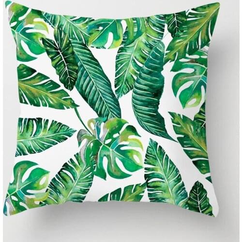 Tropical Plants Pillow Case Home Decorative Pillowcases Green Leaves Soft Throw Pillows for Living Room Sofa Car Seat Grid Hotel