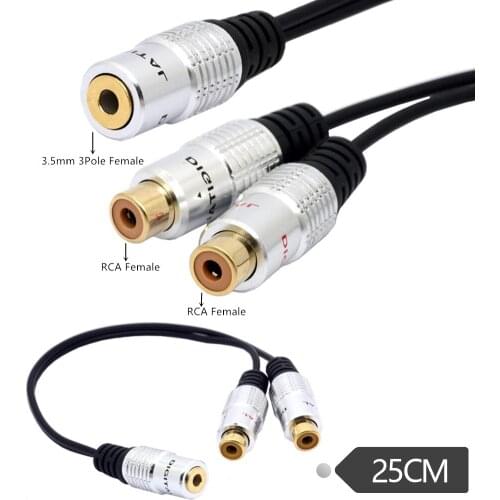 ERE 3.5mm Female to Dual RCA Female Phono Stereo Splitter Cable 3.5 Jack Socket to 2RCA Audio Adapter Extender