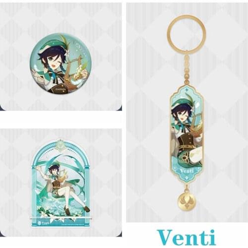 Wind Barbatos Game Genshin Impact Venti Cosplay Accessories Acrylic Stand Anime Project Laser Badge Alloy Pendant Bracket Props