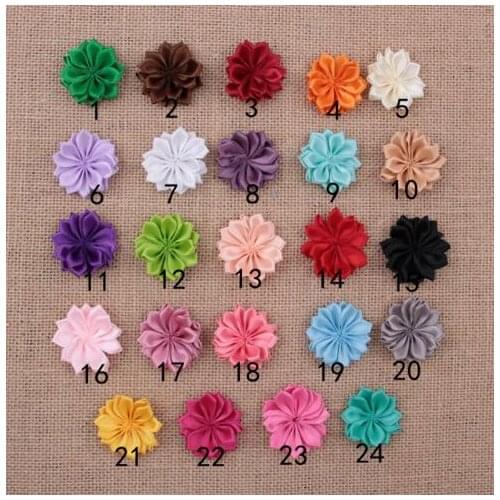 YH471 3.5CM Handmade Satin Ribbon Flower Sew Center Fabric Flowers Head Apparel Shoes Accessories