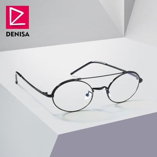 DENISA 2019 Small Oval Lens Fashion Women Glasses Frame Clear Lens Eyeglasses Vintage Style Optical Spectacle Frame G23043
