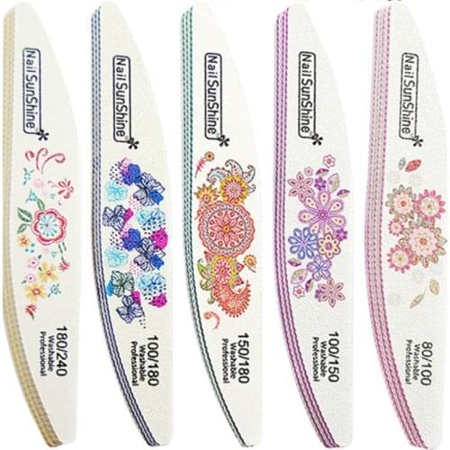 1/5Pcs Nail Files Printed Manicure Tool Washable Nails Files Sandpaper Willow High Quality