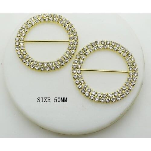 ZMASEY Gold 50mm Rhinestones Buckles 5Pcs/Lot 50mm A-grade Crystal Ornaments Wedding Festival Party Decoration