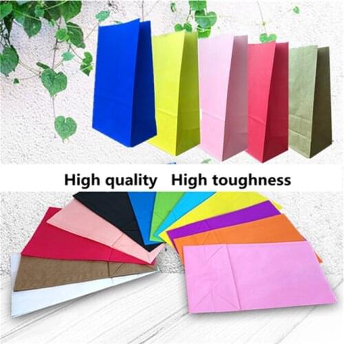 10pcs/set Kraft Paper Bags Child Party Birthday Food Paper Kraft Seal Gift Packing Treat Bag Supplies festival Square bottom bag