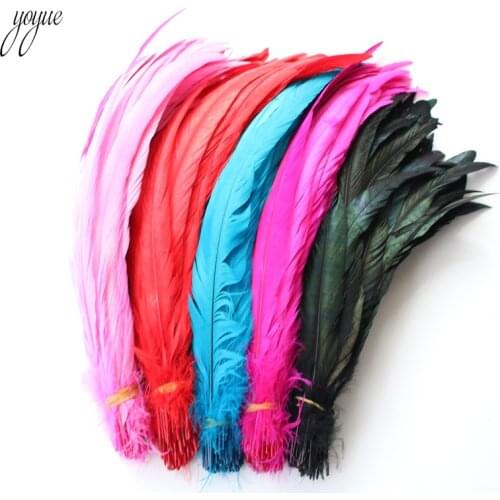 100PCS 25-30CM Natural Rooster Tail Feathers Colorful Cheap Feather For Decoration Craft DIY Party Props Accessories