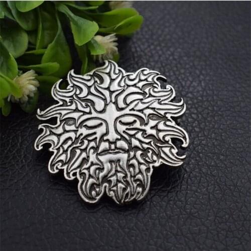 12pcs Celt Pagan Wiccan Mystic Green Man Sun Face Brooch Retro Vintage Jewelry for Men Women