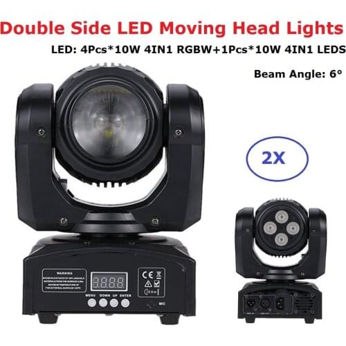 2Pcs/Lot Free Shipping Double Face LED Moving Head Lights Dj Bi-Sides Mobile Beam 10W RGBW LEDS + 4X10W RGBW 4IN1 LED Wash Light