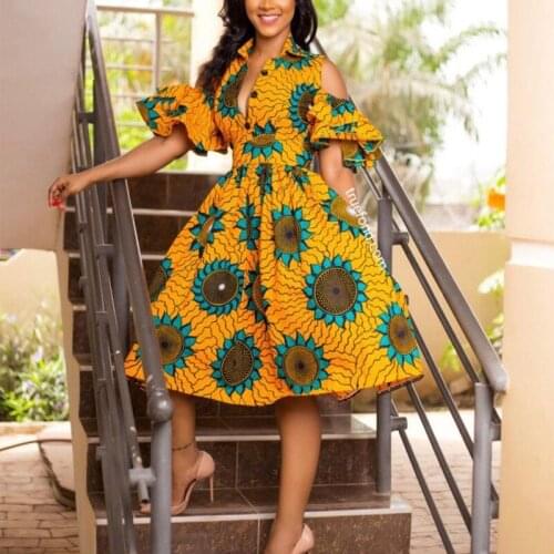 2021 Summer Sexy African Women Printing Mini Dress African Clothing African Dresses for Women African Clothes