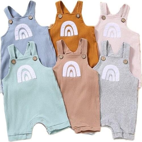 2021 Summer Fashion Newborn Baby Jumpsuit Infant Boys Girls Romper Rainbow Toddler Outfit Cute Babywear