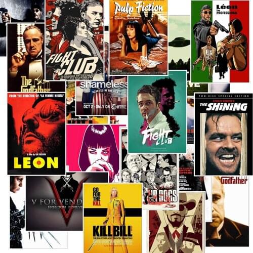25pcs Classic Movie Stickers For Luggage Laptop Art Painting Kill Bill Pulp Fiction Poster Stickers Waterproof Skateboard Toy F4