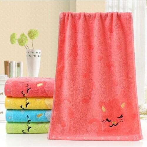 25x50cm Cartoon Bamboo Fiber Kids Face Bathing Shower Towel Musical Cat Design Children Hand Towel Strong Water Absorbing
