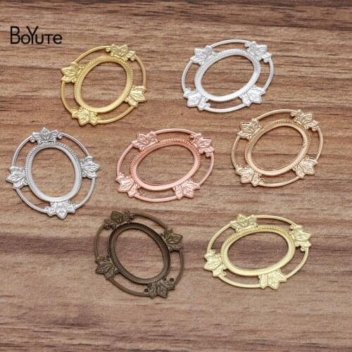 BoYuTe 50 Pcs 25*30MM 7 Colors Vintage Flower Charms Wholesale Filigree Brass Material DIY Jewelry Pendant Charms