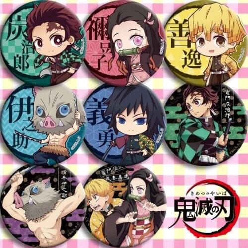 Anime Demon Slayer: Kimetsu no Yaiba Kamado Tanjirou Cosplay Bedge Cartoon Collect Backpacks Bags Badges Button Brooch Pins