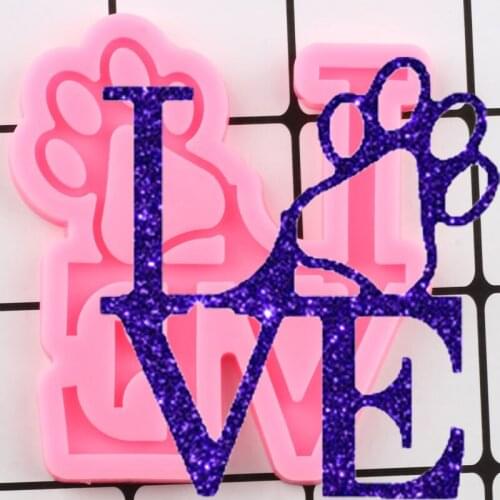 Shiny Love Cat Paw Silicone Mold Necklace Jewelry Epoxy Crafting Molds Custom Keychain Mould Handmade Charms Moulds Pendant