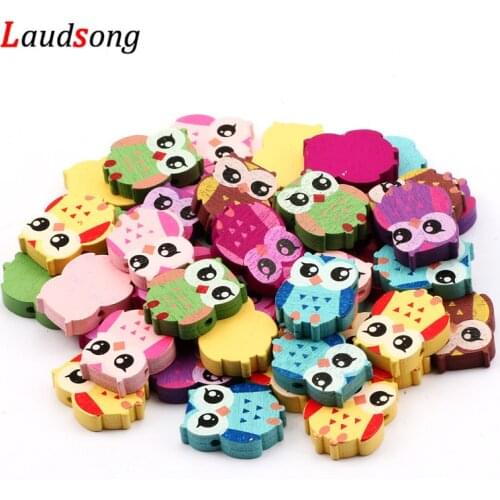 25/50Pcs Natural Wooden Beads Mixed Owl Spacer Wood Beads For Jewelry Making DIY Childrens Necklace Bracelet Gifts 16x20mm