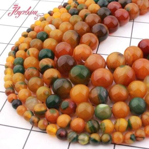 Natural Agates Round Smooth Loose Spacer 6/8/10/12MM Stone Beads For Jewelry Making Design or DIY Necklace Bracelet Strand 15"