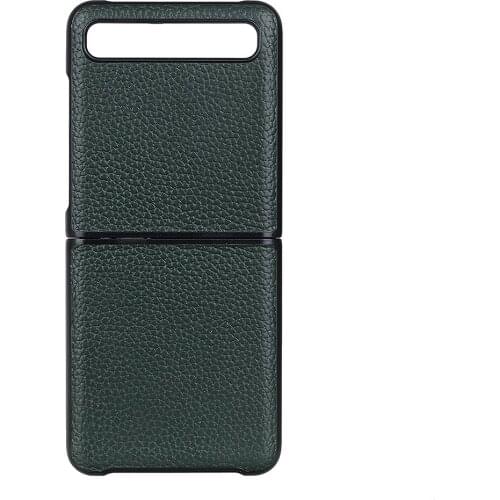 First Layer Cowhide Lychee Pattern Mobile Phone Case for Samsung Galaxy Z Flip Protective Back Cover S20 Ultra S21 S30 Shell