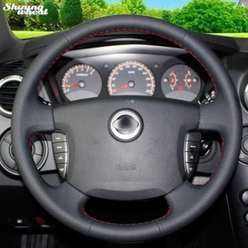 BANNIS Hand-stitched Black Leather Steering Wheel Cover for Ssangyong Actyon Kyron