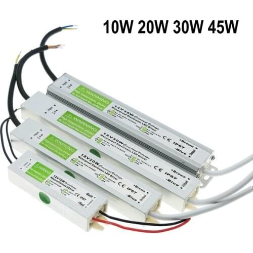DC 12V LED Power Supply Waterproof IP67 Transformer 10W 20W 30W 45W AC to DC Adapter Driver for Outdoor Garden Strip Lights