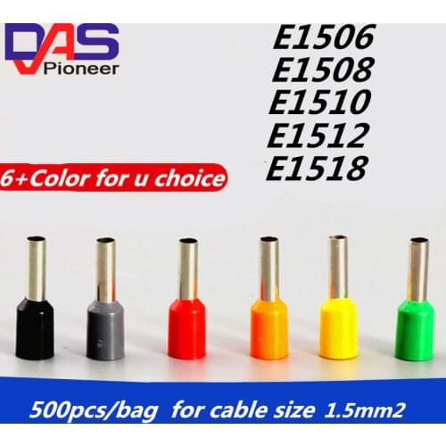 E1508 Insulated Electrical Pin Crimp Terminals Insulated Solderless cooper ferrule Terminal connector