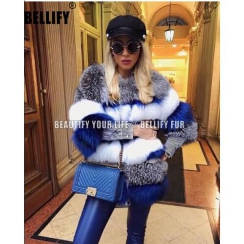 Exclusive luxury Winter Warm natural fox fur coats outerwear , Stylish three tones beautiful natural Fur coats for women