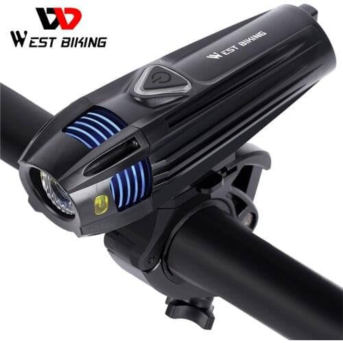 WEST BIKING Bike Front Light USB Rechargeable Bicycle Flashlight Handlebar LED Headlight Waterproof Cycling Lights for Bike MTB