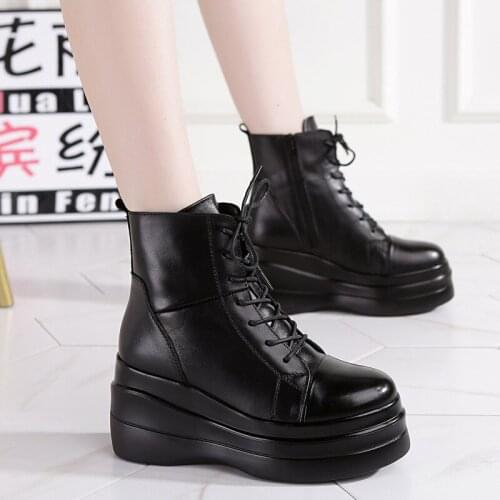 Nice Cool Autumn Martin Boots Women Platform Sneakers Black Shoes Female Nice Pop Wedges Shoes Sneakers Ankle Boots For Women