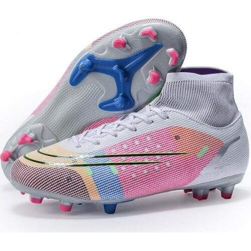 Size 30-45 Mens Soccer Shoes High Ankle Cleats Teenager Breathable Sneakers Kids Grass Training FG / TF Antiskid Football Boots