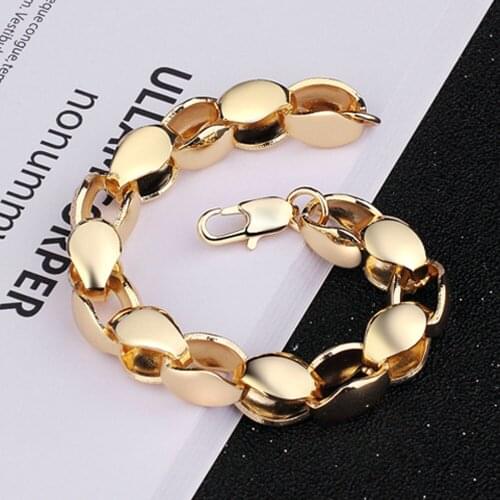 Cuban Chain Gold Color Bracelets For Men Women Punk Hip Hop Heavy Link Bracelets Unisex Twist Luxury Bracelet Gifts 2020