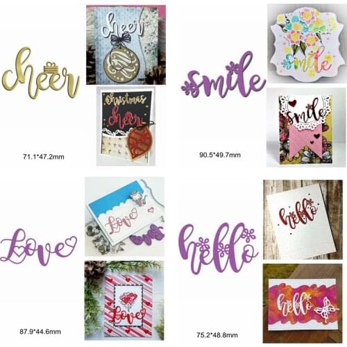 Love Hello Smile Cheer Special Words Letter Alphabet Heart Flower Frame Metal Cutting Dies Scrapbook Cards Paper DIY Handcraft