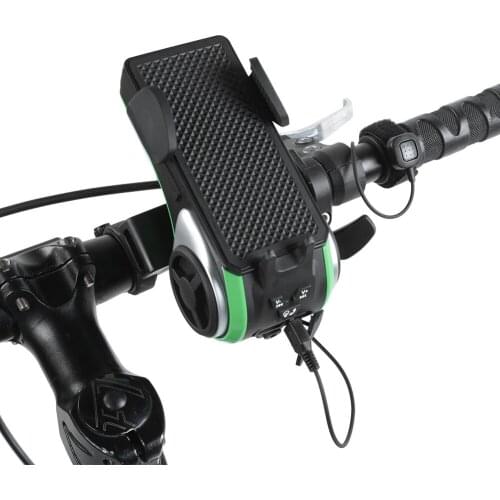 Multifunction 5in1 Bicycle Computer Phone Holder Bluetooth Audio MP3 Player Speaker 4400mAh Power Bank Bell Bicycle Light