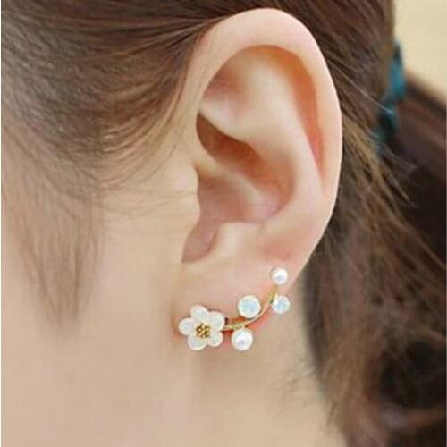 Fashion Jewelry Bohemian Crystal Female Earrings Shell Pearl Flower Earrings Statement Luxury Elegant Earrings Gifts