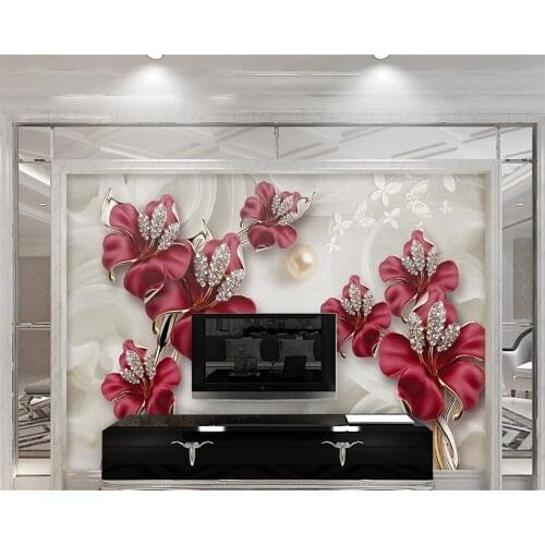 Beibehang photo wall mural wallpaper Orchid exquisite three-dimensional jewelry flower TV background wallpaper for walls 3 d