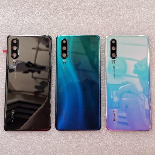 New Original Tempered Glass Back Cover For Huawei P30 Spare Parts Back Battery Cover Door Housing + Camera Frame