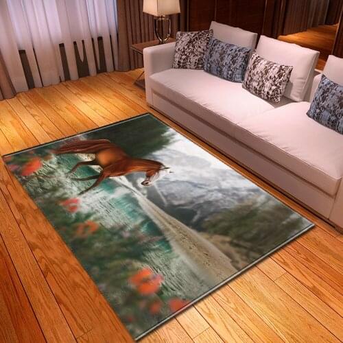 New Horse 3D Printing Home Carpets for Living room Bedroom Area Rugs Hallway Doormat Anti-Slip Bathroom Kitchen Absorb Water Mat