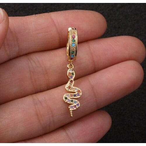 New Fashion Bohemia Colorful Hoop Earrings Multicolor Huggies With Geometric Heart Sea-Star Snake Pendant Female Dangle Earrings