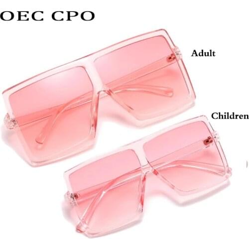 OEC CPO Fashion Adult Children Square Sunglasses Women New 2021 Baby Big Frames Sun Glasses Female Vintage Eyeglasses UV400