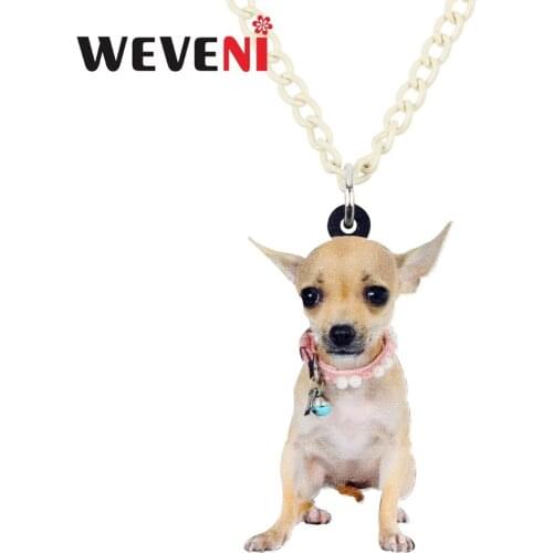 WEVENI Original Acrylic Sitting Belt Chihuahua Puppy Dog Necklace Pendant Chain Choker Bijoux Jewelry For Women Girls Dropship