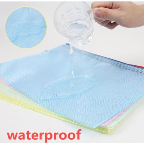 20-30pcs/lot Plastic mesh zipper bag information bag office supplies file bag bill bag student stationery bag