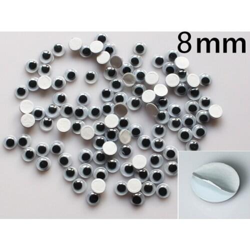 Hot sall 8mm Plastic eye with self-adhesive Wiggle Eyes forDoll Toy diy 10000pcs/lot