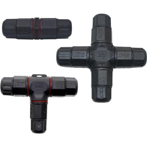 IP68 2 3 4 5 PIN Led Industrial Electrical Waterproof Connector2Pin 3Pin 4Pin Cable T Straight Shape Outdoor Lighting Connectors