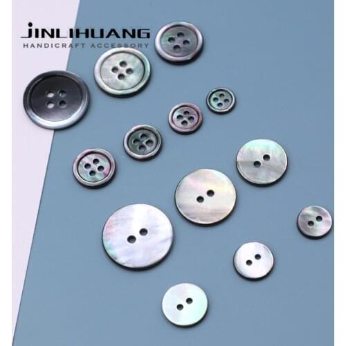 2/4-Holes High-Grade 10pcs Natural Black Shell Shirt Buttons Black Butterfly Shell Glory Sewing for Craft, Sweater Cashmere, DIY