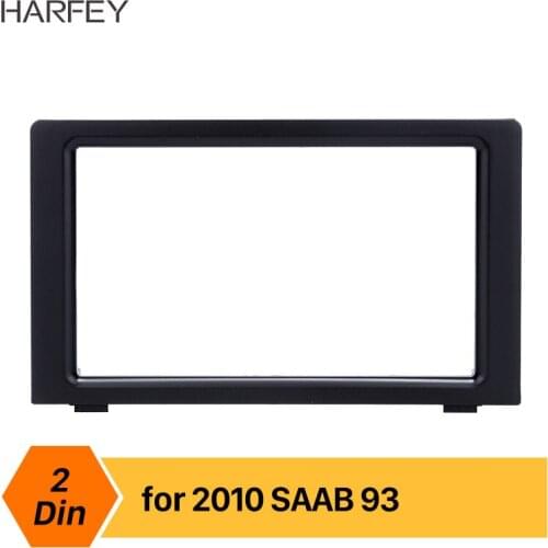 Harfey Double Din Car Radio Fascia Frame Trim Kit for 2010 SAAB 93 DVD Panel Stereo Player Outter Frame Trim Bezel Seicane