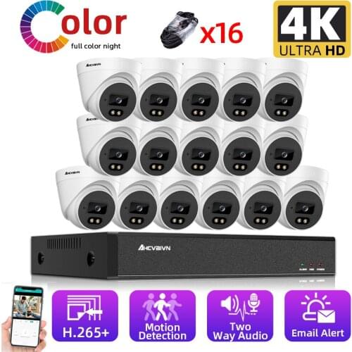 H.265 4k Security Camera System 16CH POE NVR Kit HD 8MP Full Color Night Vision CCTV Video Surveillance Cameras System Set XMEYE