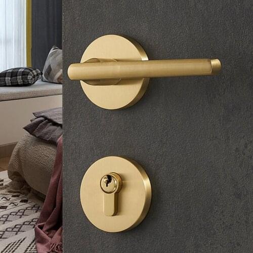 Modern Interior Copper Silent Safety Door Lock Household Anti-theft Split Lock Home Bedroom Hotel Renovation Hardware Supplies