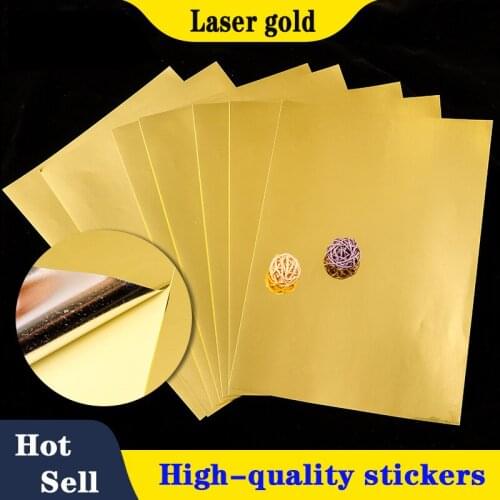PET light gold sticker, laser-coated a4 label sticker printing,tear-proof and scratch-resistant,use in electrical gift packaging