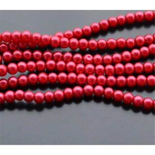 Loose 3mm-10mm Red Color Fake Pearl DIY Hand Craft Round Glass Imitation Pearl Beads Clothing&Garment Nail Art Decoration