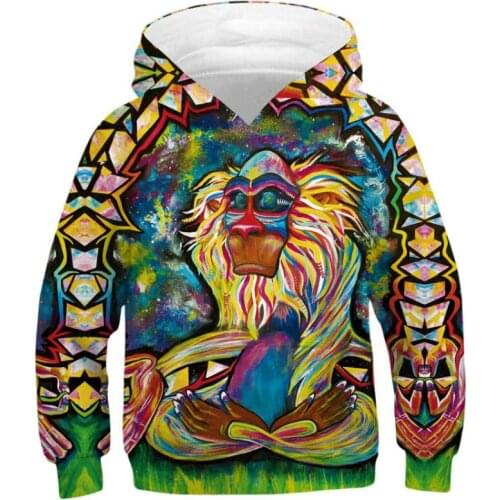 3D Print Boys Girls Hoodies Teens Spring Autumn Outerwear Kids Wolf Unicorn Hooded Sweatshirt Clothes Children Long Sleeve Tops