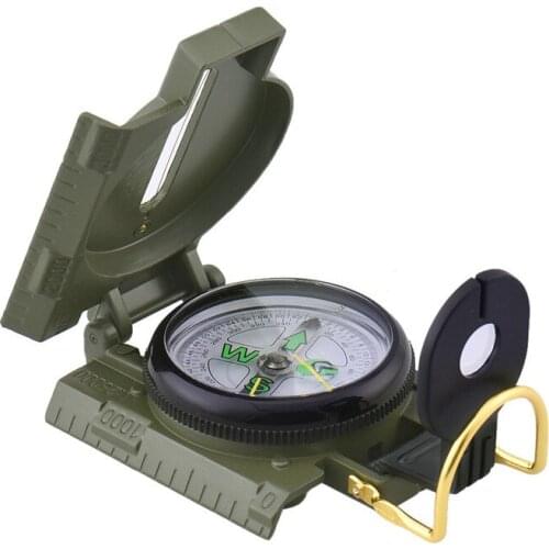 Military Prismatic Sighting Compass Multi-Function Metal Folding Compasses with Ruler Magnifier Outdoor Hiking Pointing Guide